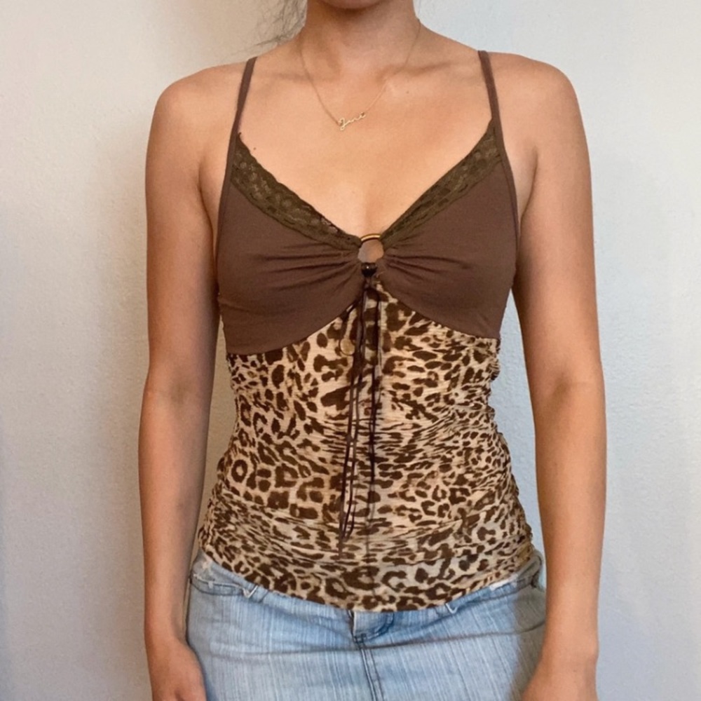 Gorgeous Boho cheetah O-ring Cami Top